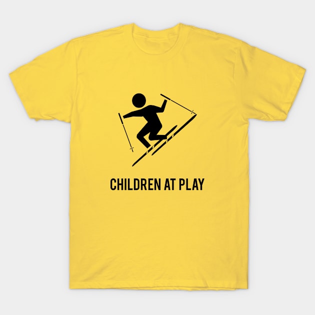 Skiing Children At Play T-Shirt by ice dyed